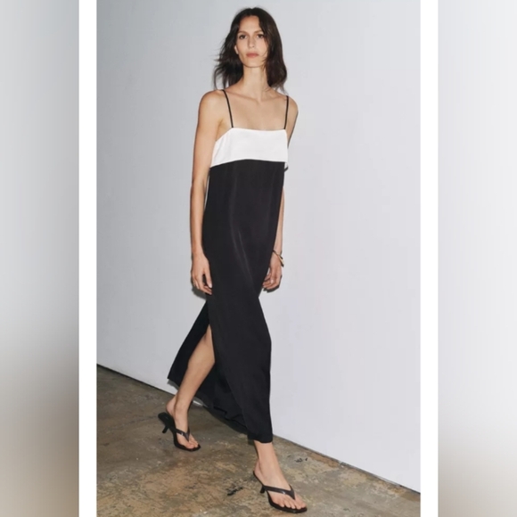 Zara ZW Collection Minimal Satin Dress - Picture 1 of 8